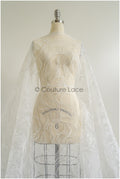 Wunderschöner Spitzenstoff mit Wellenmuster/ Couture Spitzenstoff Off-White/ Braut Wellenspitze// L22-464
