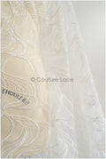 Wunderschöner Spitzenstoff mit Wellenmuster/ Couture Spitzenstoff Off-White/ Braut Wellenspitze// L22-464