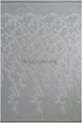 Wunderschöner Spitzenstoff mit kleinen Blättern/ Couture Spitzenstoff mit Perlen & Pailletten/ Brautspitze Off-White// L22-470