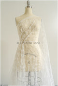 Beautiful pearl lace fabric/ Couture lace fabric with pearls &amp; sequins/ Bridal lace off-white// L22-474