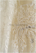 Heavy lace fabric with lines/ Couture lace fabric with beads &amp; sequins/ Couture lace fabric/ Bridal lace// L22-491