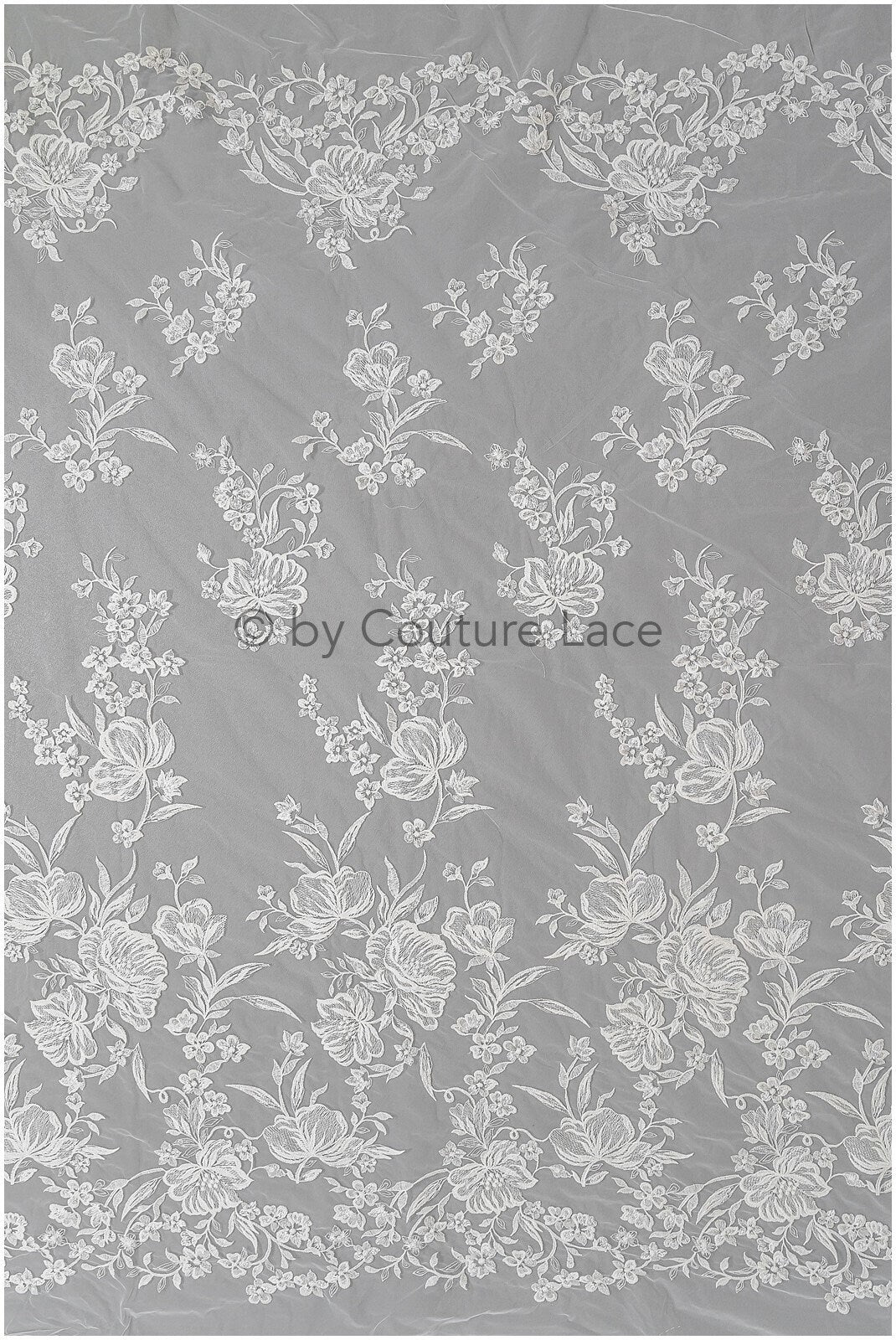 Romantischer Braut Spitzenstoff/ Blumen Spitze Off-White/ floraler Couture Spitzenstoff/ bestickte Spitze// L22-497