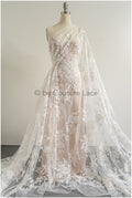 Romantischer Braut Spitzenstoff/ Blumen Spitze Off-White/ floraler Couture Spitzenstoff/ bestickte Spitze// L22-497