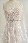 Romantischer Braut Spitzenstoff mit Blumenmuster/ florale Couture Spitze/ bestickte Braut Spitze// L22-498