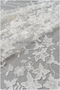 Super soft 3D lace fabric/ bridal couture lace fabric/ 3D embroidery lace/ 3D bridal lace with branches and leaves// L22-503 