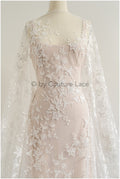 Super soft 3D lace fabric/ bridal couture lace fabric/ 3D embroidery lace/ 3D bridal lace with branches and leaves// L22-503 