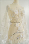 Perlen Braut Spitzenstoff Off-Whtie/ schwere Perlenspitze/ Couture Spitzenstoff/ Couture Brautspitze Stoff// L22-477
