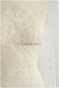3D flower lace fabric/ pearl bridal fabric/ romantic flower lace fabric with 3D flowers/ wedding lace fabric // L22-476