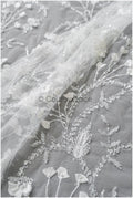 Perlen Braut Spitzenstoff/ Perlenspitze mit 3D-Blumen Off-White/ Couture Spitzenstoff/ Braut Spitzenstoff// L22-478