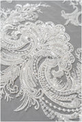 Schwerer Braut Perlenstoff Off-White/ Spitzenstoff mit Perlen & Pailletten/ Couture Spitzenstoff/ Brautspitzenstoff// L22-492