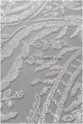 Schwerer Braut Spitzenstoff mit verschnörkelten Muster/ Perlenspitze Off-White/ Couture Spitzenstoff/ Brautspitze// L22-495