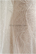 Perlen Spitzenstoff Off-White Silber/ Couture Spitzenstoff mit Perlen/ Braut Spitzenstoff/ Spitze für Brautkleid// L22-496