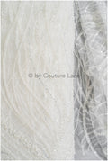 1.5yds Glitter Beaded Lace Fabric with Lines/ Couture Lace Fabric with Beads/ Couture Lace Fabric Off-White// L22-499 (Copy)