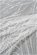 1.5yds Glitter Beaded Lace Fabric with Lines/ Couture Lace Fabric with Beads/ Couture Lace Fabric Off-White// L22-499 (Copy)
