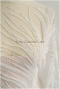 Perlen Spitzenstoff Off-White/ Perlen Spitzenstoff/ Braut Spitze Stoff/ Braut Perlenspitze// L22-510