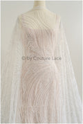 beautiful striped lace fabric/ pearl bridal lace with large branches/ wedding dress lace with pearls/ wedding dress material// L22-511