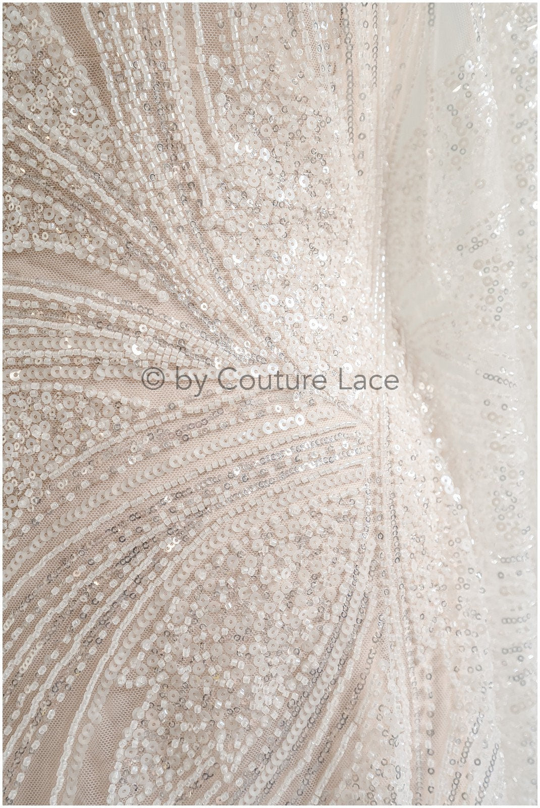 beautiful striped lace fabric/ pearl bridal lace with large branches/ wedding dress lace with pearls/ wedding dress material// L22-511
