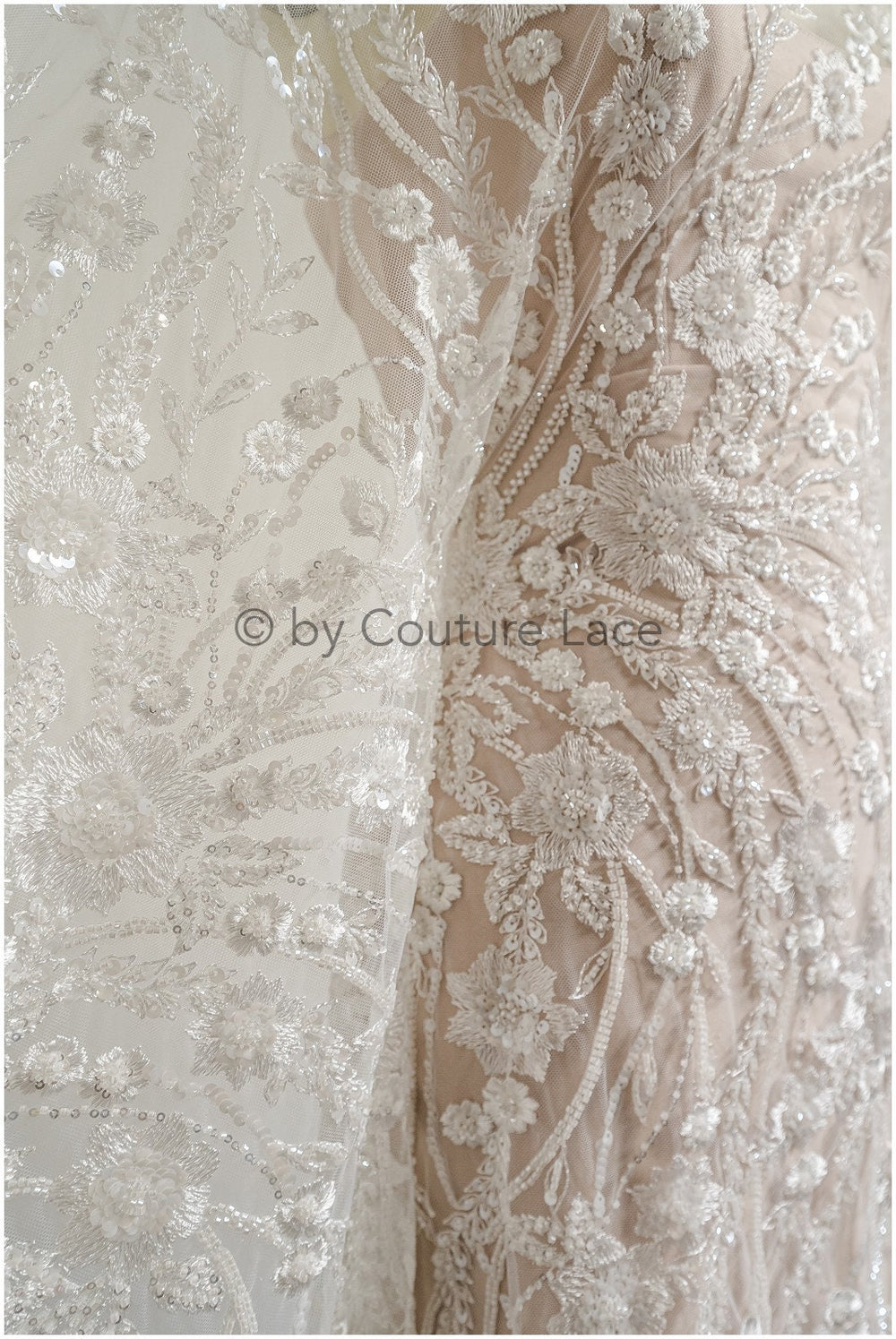 Glitzerperlen Spitzenstoff mit Blumenmuster/ Couture Spitzenstoff mit Perlen/ Braut Couture Spitzenstoff/ Perlenspitze// L22-512