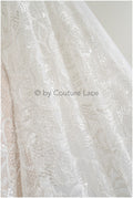 Perlen Spitzenstoff Off-White/ Couture Spitzenstoff/ Brautspitze Stoff mit Perlen/ Perlenspitze// L22-516