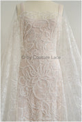 Perlen Spitzenstoff Off-White/ Couture Spitzenstoff/ Brautspitze Stoff mit Perlen/ Perlenspitze// L22-516