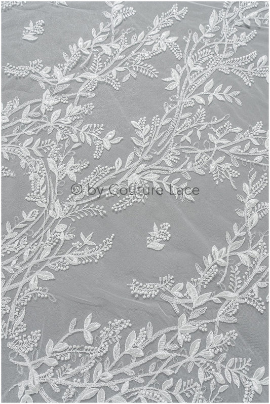 Romantischer Wildblumen Spitzenstoff/ Braut Spitze Off-White/ Hochzeitskleid Spitze mit Pailletten/ Blumenspitze// L22-522