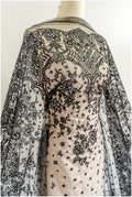 Abendkleid Spitze Stoff/ schwarze Spitze/ florale Abendkleider Spitze/ schwarze Couture Spitze// L22-240BLK
