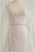 Perlen Spitzenstoff Off-White/ Couture Spitzenstoff/ Braut Spitzenstoff/ Perlen Spitze// L22-509