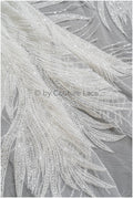 Perlen Spitzenstoff Off-White/ Perlen Spitzenstoff/ Braut Spitze Stoff/ Braut Perlenspitze// L22-510