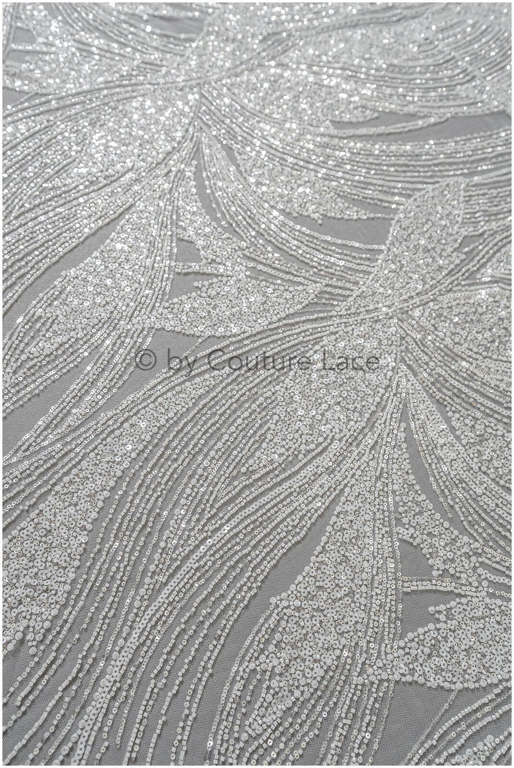 beautiful striped lace fabric/ pearl bridal lace with large branches/ wedding dress lace with pearls/ wedding dress material// L22-511