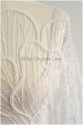 Perlen Spitzenstoff Off-White/ Brautkleid Spitze/ Couture Spitzenstoff/ Perlen Spitze// L22-513