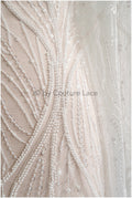 Perlen Spitzenstoff Off-White/ Brautkleid Spitze/ Couture Spitzenstoff/ Perlen Spitze// L22-513