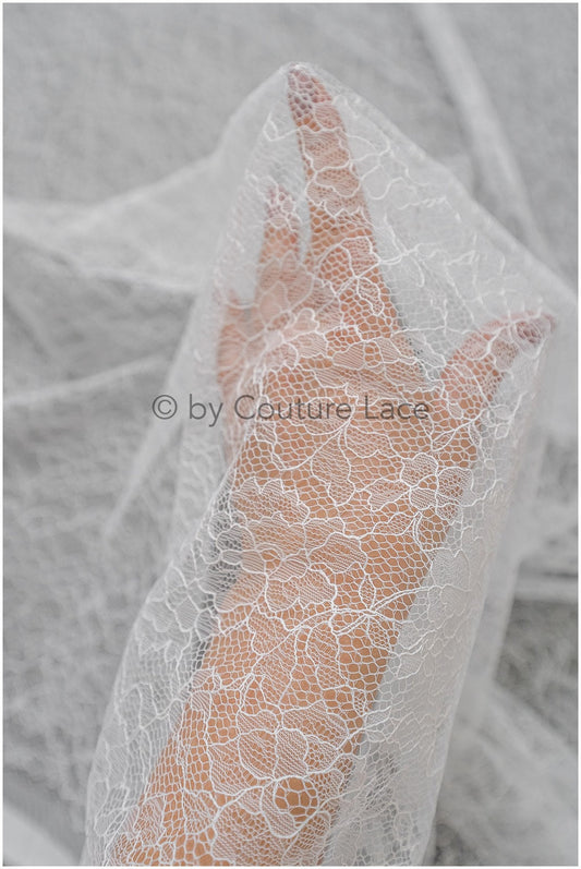 French floral lace/ bridal raschel lace/ French veil lace/ bridal chanitilly lace/ Edwardian lace fabric// L22-517