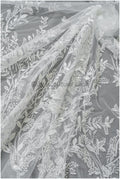 Romantischer Wildblumen Spitzenstoff/ Braut Spitze Off-White/ Hochzeitskleid Spitze mit Pailletten/ Blumenspitze// L22-522