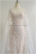 Romantischer Wildblumen Spitzenstoff/ Braut Spitze Off-White/ Hochzeitskleid Spitze mit Pailletten/ Blumenspitze// L22-522