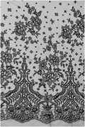 Abendkleid Spitze Stoff/ schwarze Spitze/ florale Abendkleider Spitze/ schwarze Couture Spitze// L22-240BLK