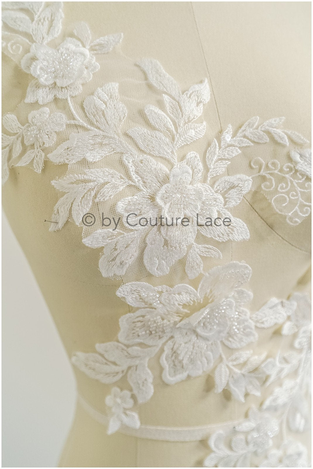 romantischer 3D Blumen Spitzen Aufnäher/ Baumwollblume Applikation/ Brautkleid Spitze Applikation/ Brautblumen Applikation// A22-287
