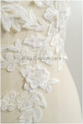 romantischer 3D Blumen Spitzen Aufnäher/ Baumwollblume Applikation/ Brautkleid Spitze Applikation/ Brautblumen Applikation// A22-287