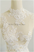 romantischer 3D Blumen Spitzen Aufnäher/ Baumwollblume Applikation/ Brautkleid Spitze Applikation/ Brautblumen Applikation// A22-287