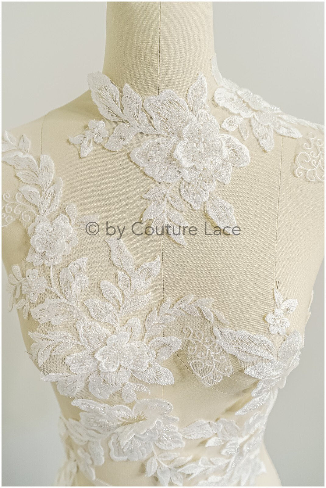 romantischer 3D Blumen Spitzen Aufnäher/ Baumwollblume Applikation/ Brautkleid Spitze Applikation/ Brautblumen Applikation// A22-287
