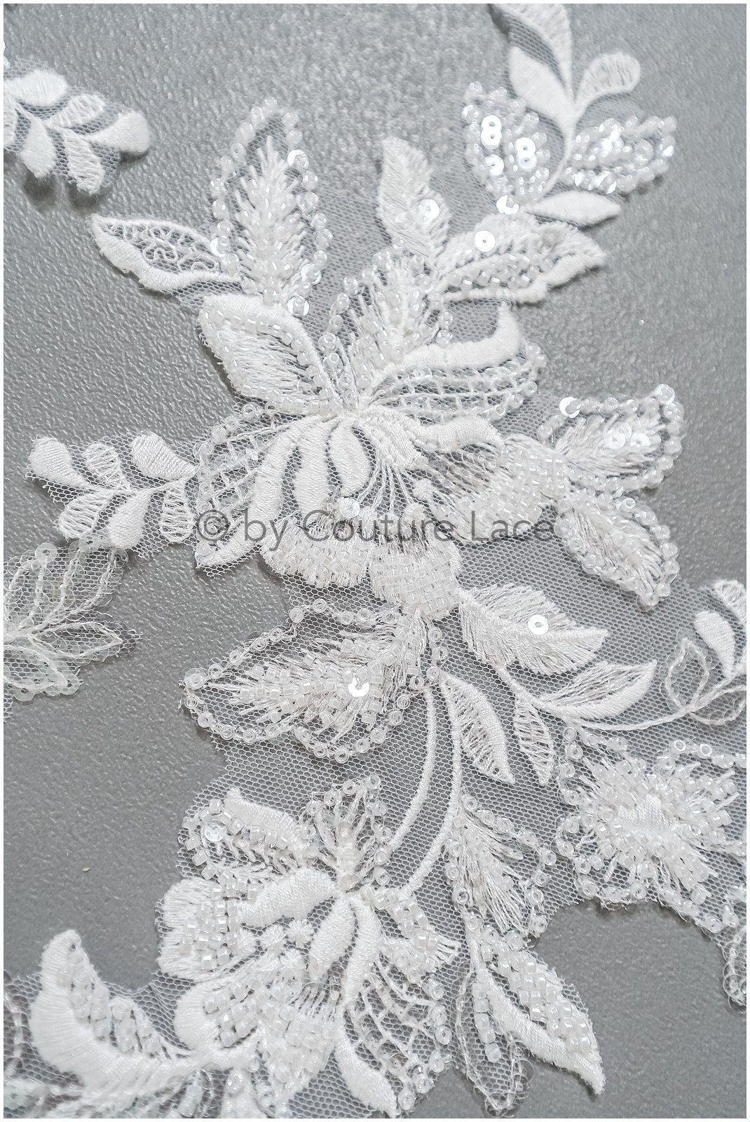 romantische Perlenblumen Spitze Aufnäher/ Baumwollblumen Applikation/ Brautkleid Spitze Applikation// A22-291