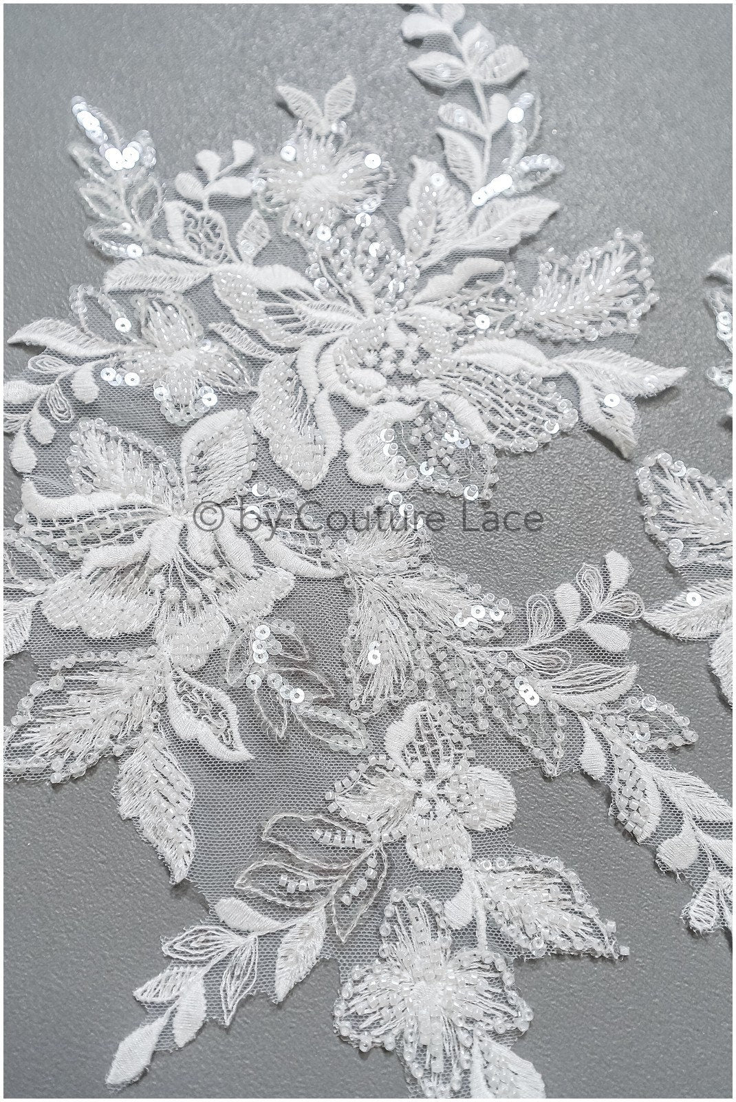 Romantische Perlenblumen Spitze Aufnäher/ Baumwollblume Applikation/ Brautkleid Spitze Applikation/ Brautblume Applikation// A22-292
