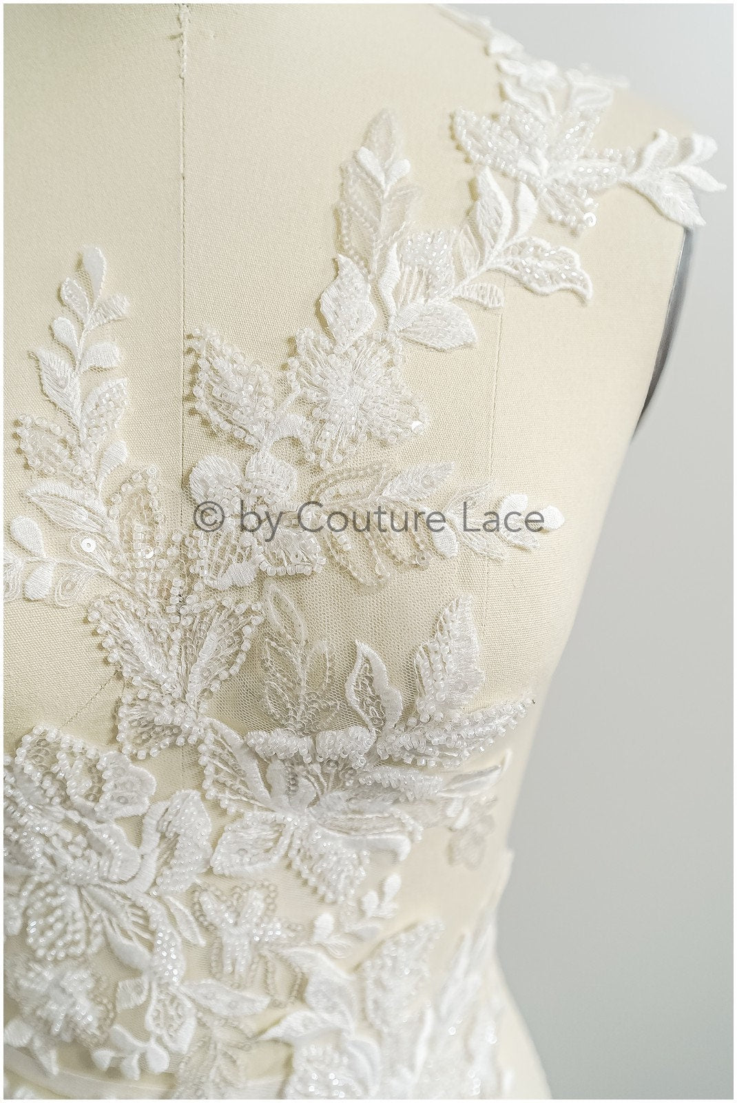 Romantische Perlenblumen Spitze Aufnäher/ Baumwollblume Applikation/ Brautkleid Spitze Applikation/ Brautblume Applikation// A22-292