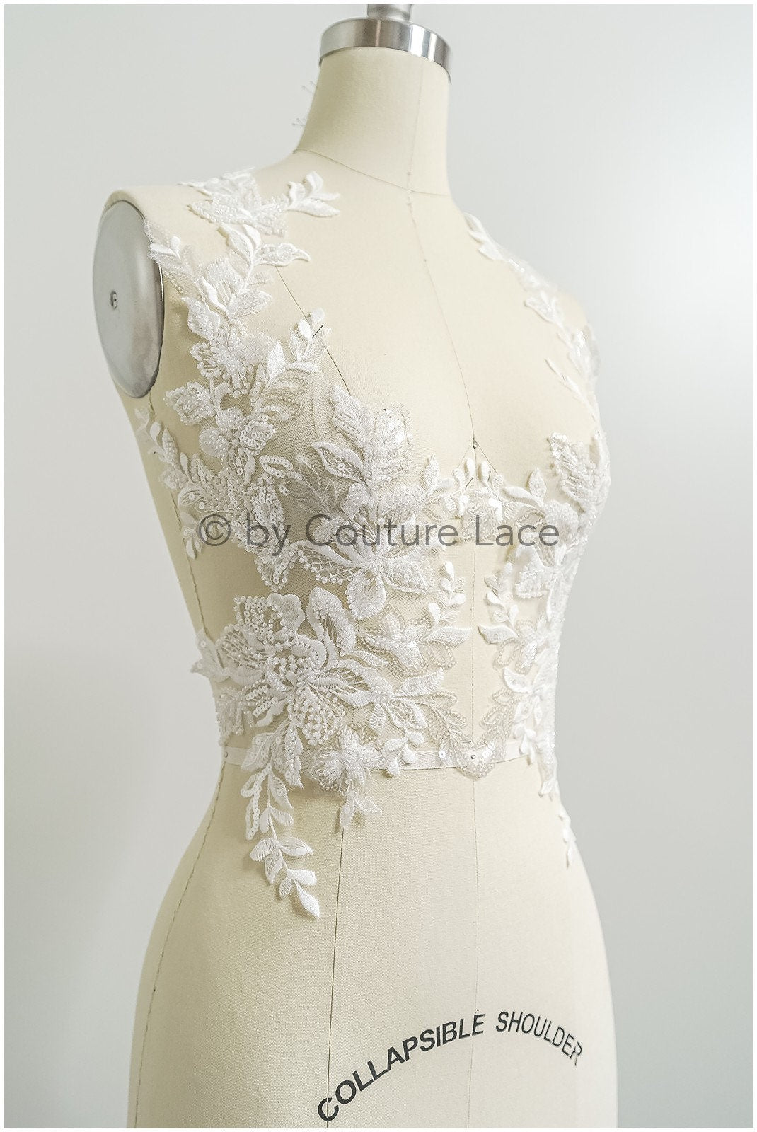 Romantische Perlenblumen Spitze Aufnäher/ Baumwollblume Applikation/ Brautkleid Spitze Applikation/ Brautblume Applikation// A22-292