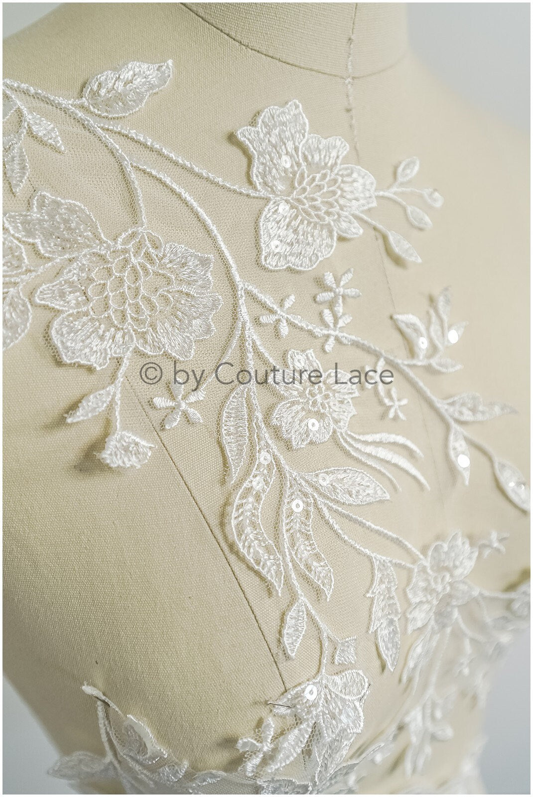 Romantische Wildblumen Spitze Aufnäher/ Baumwollblumen Applikation/ Brautkleid Spitze Applikation// A22-311