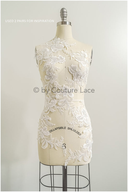 Romantische Wildblumen Spitze Aufnäher/ Baumwolle Blumen Applikation/ Brautkleid Spitze Applikation/ Brautblume Applikation// A22-296