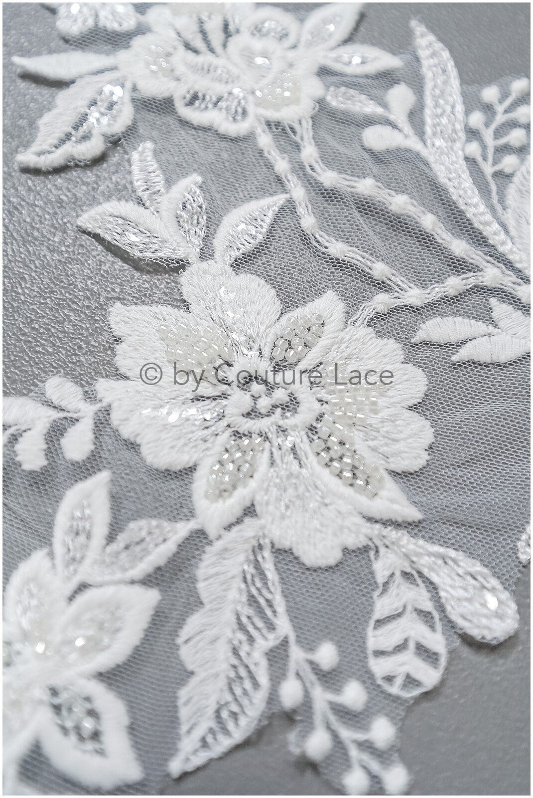 romantische Perlenblüten Spitze Aufnäher/ Baumwollblume Applikation/ Brautkleid Spitzen Applikation/ Brautblumen Applikation// A22-297