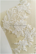 romantische Perlenblüten Spitze Aufnäher/ Baumwollblume Applikation/ Brautkleid Spitzen Applikation/ Brautblumen Applikation// A22-297
