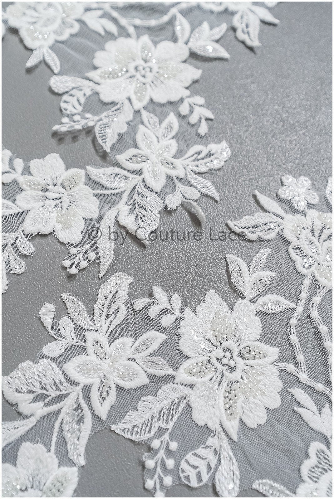romantische Perlenblüten Spitze Aufnäher/ Baumwollblume Applikation/ Brautkleid Spitzen Applikation/ Brautblumen Applikation// A22-297