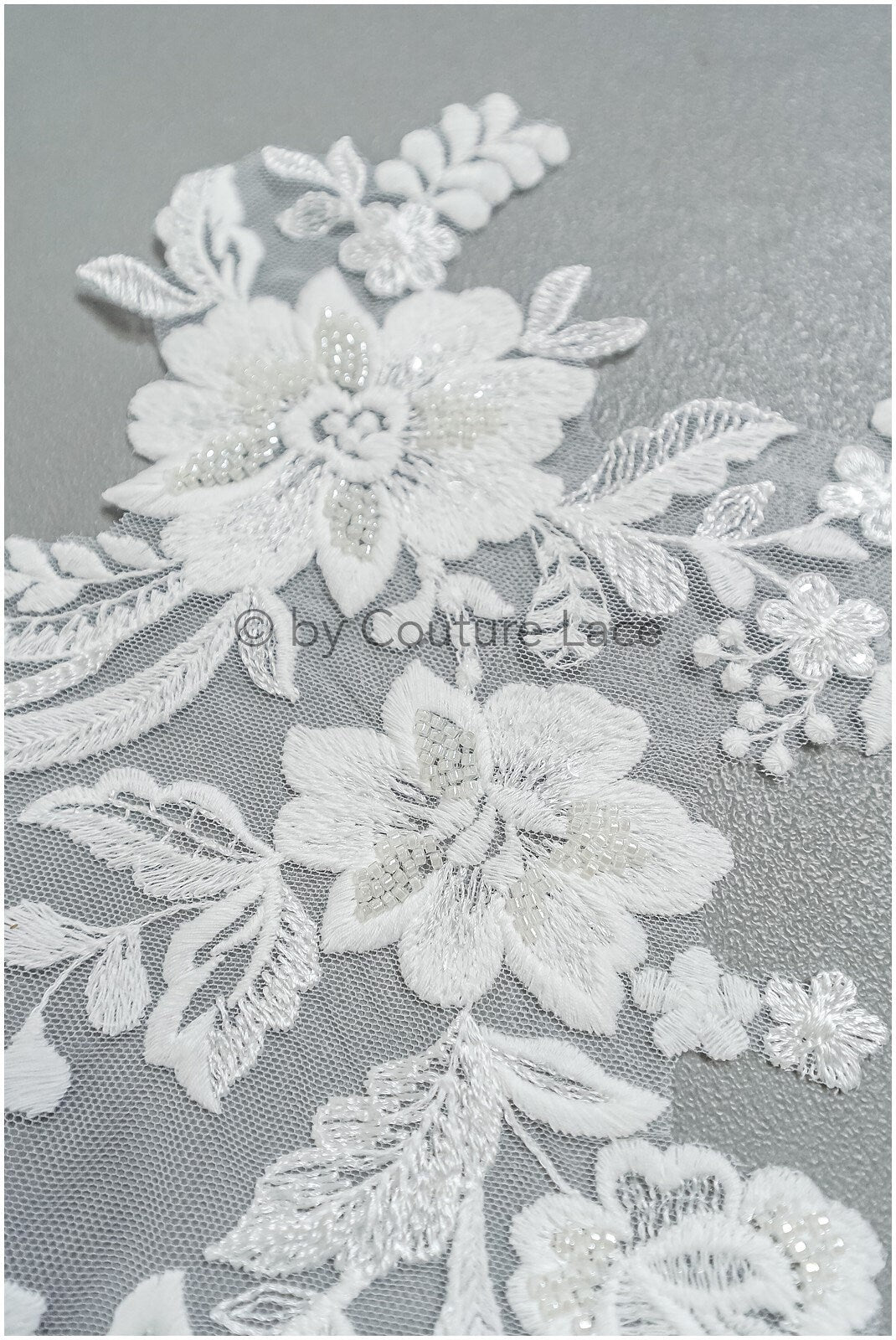 romantische Perlenblumen Spitze Aufnäher/ Baumwollblumen Applikation/ Brautkleid Spitze Applikation/ Brautblume Applikation// A22-298
