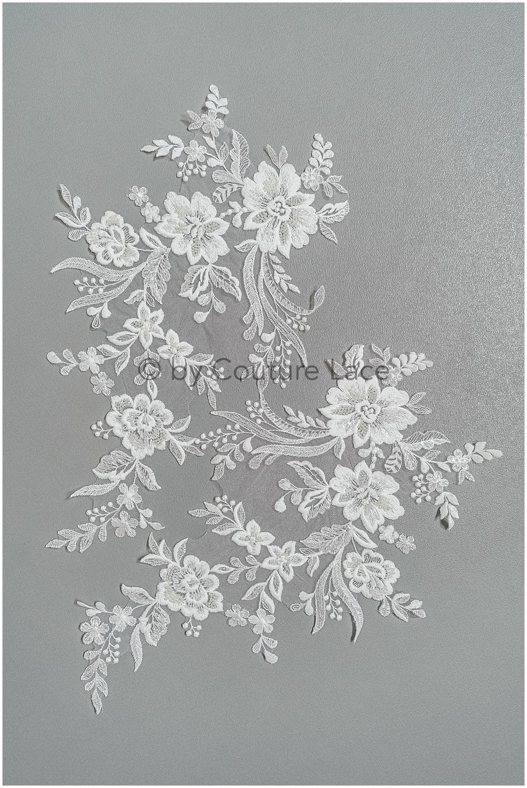 romantische Perlenblumen Spitze Aufnäher/ Baumwollblumen Applikation/ Brautkleid Spitze Applikation/ Brautblume Applikation// A22-298